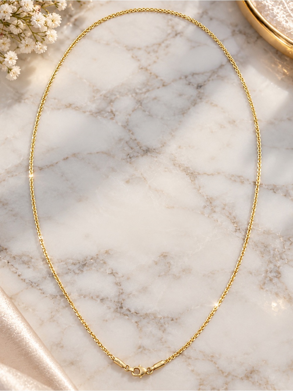 10K SOLID Yellow Gold Bismarck Chain Necklace 20” 1.8mm Genuine Gold NEW